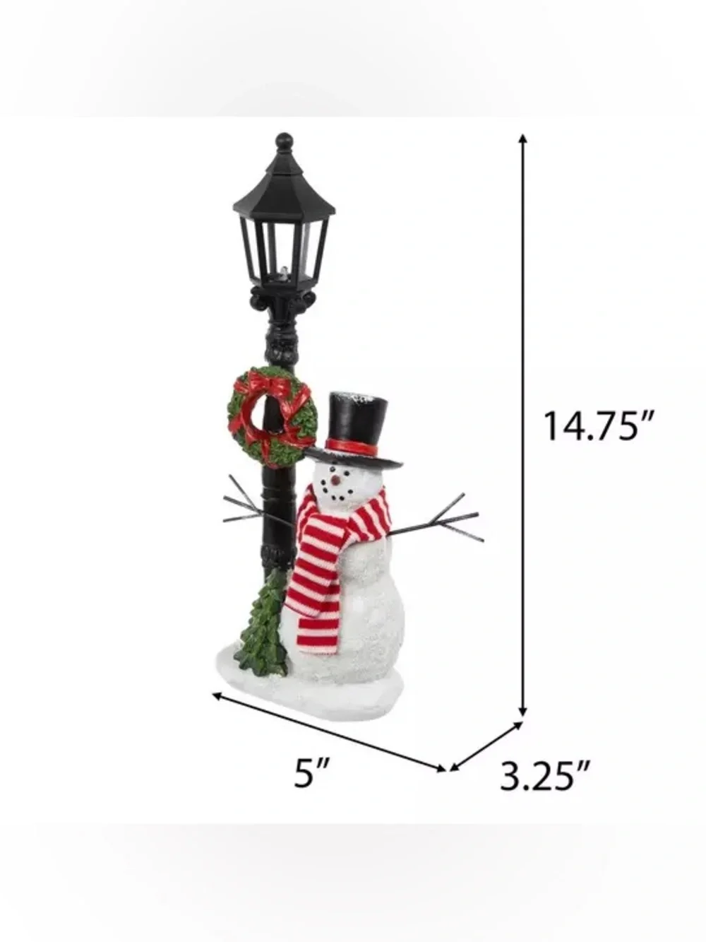 Vintage Street Light & Snowman Figurine